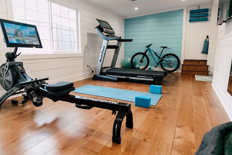 Tiffany Blue Workout Room by Jennifer Ryan Design