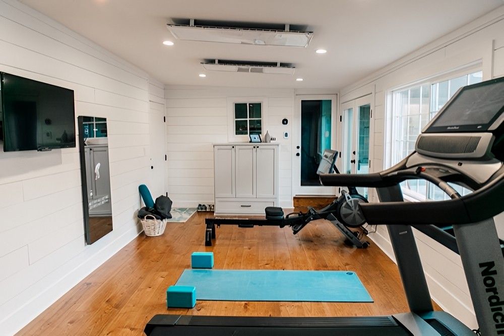 Tiffany Blue Workout Room by Jennifer Ryan Design