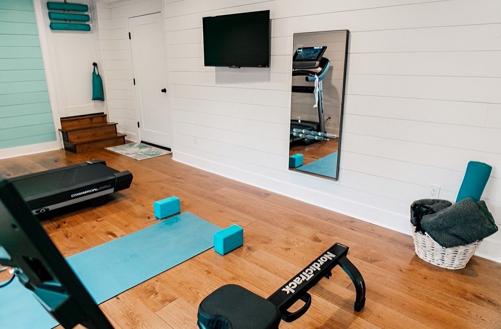 Tiffany Blue Workout Room by Jennifer Ryan Design