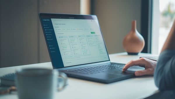 Person working on a laptop at a desk representing CRM software for lead management