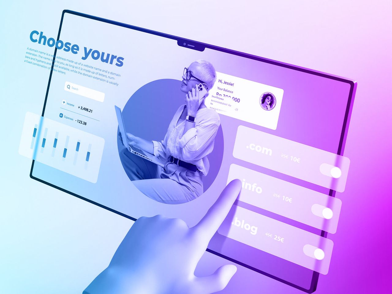 User browsing a website interface on a tablet highlighting web design and user experience