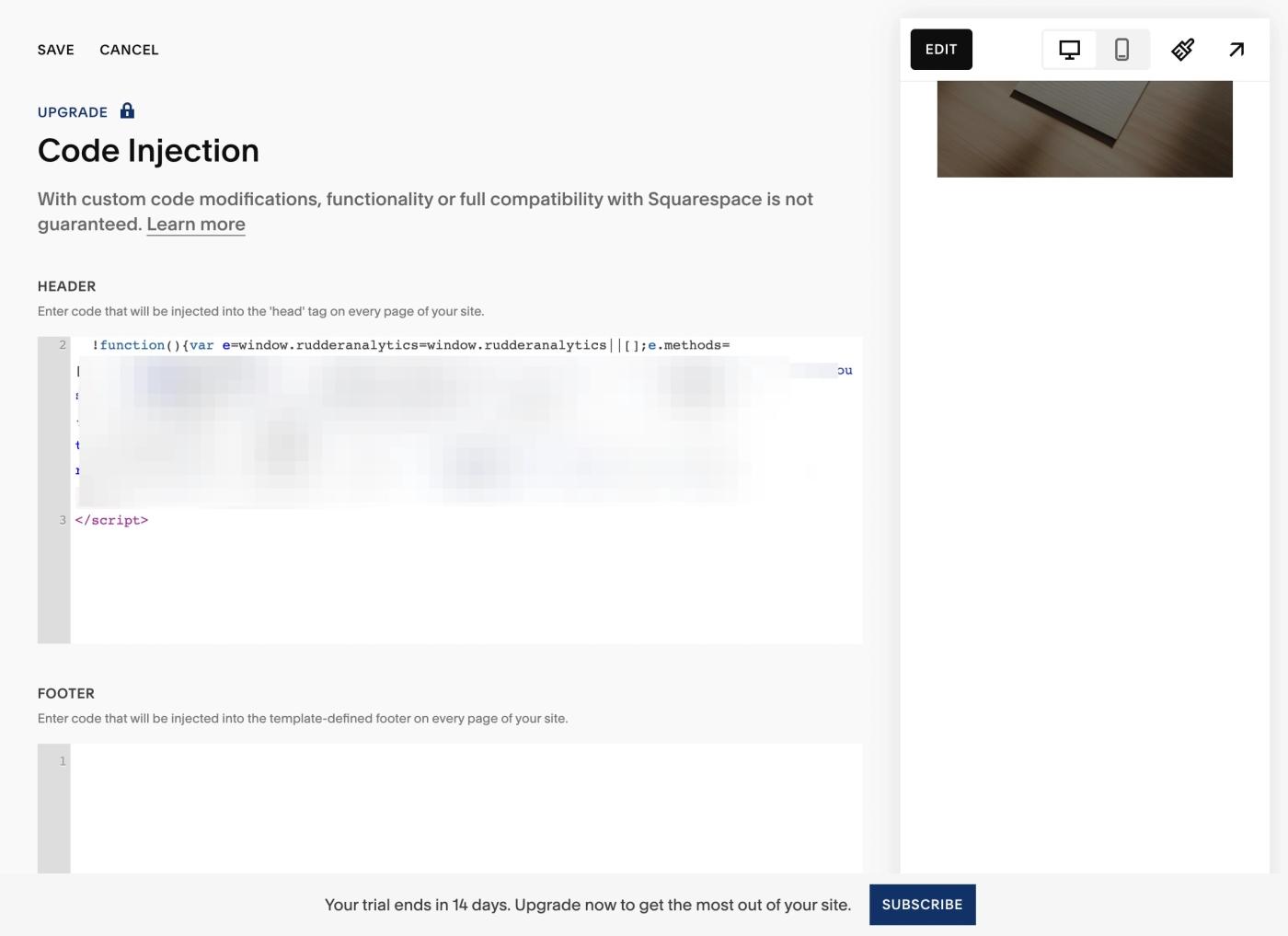 How to Add RevSure First Party Pixel into your SquareSpace Website (figure 6)