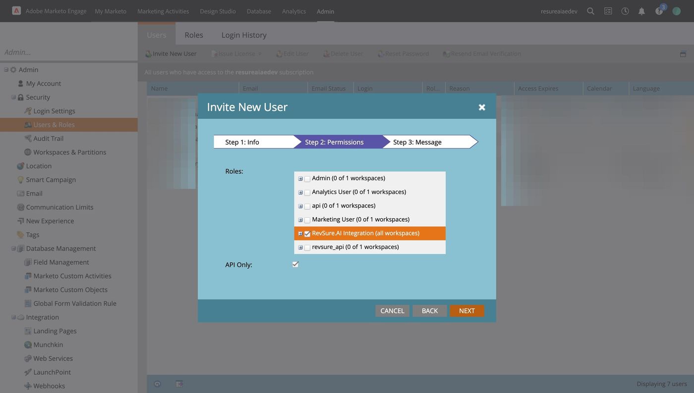 RevSure Marketo Integration Implementation Guide (figure 27)
