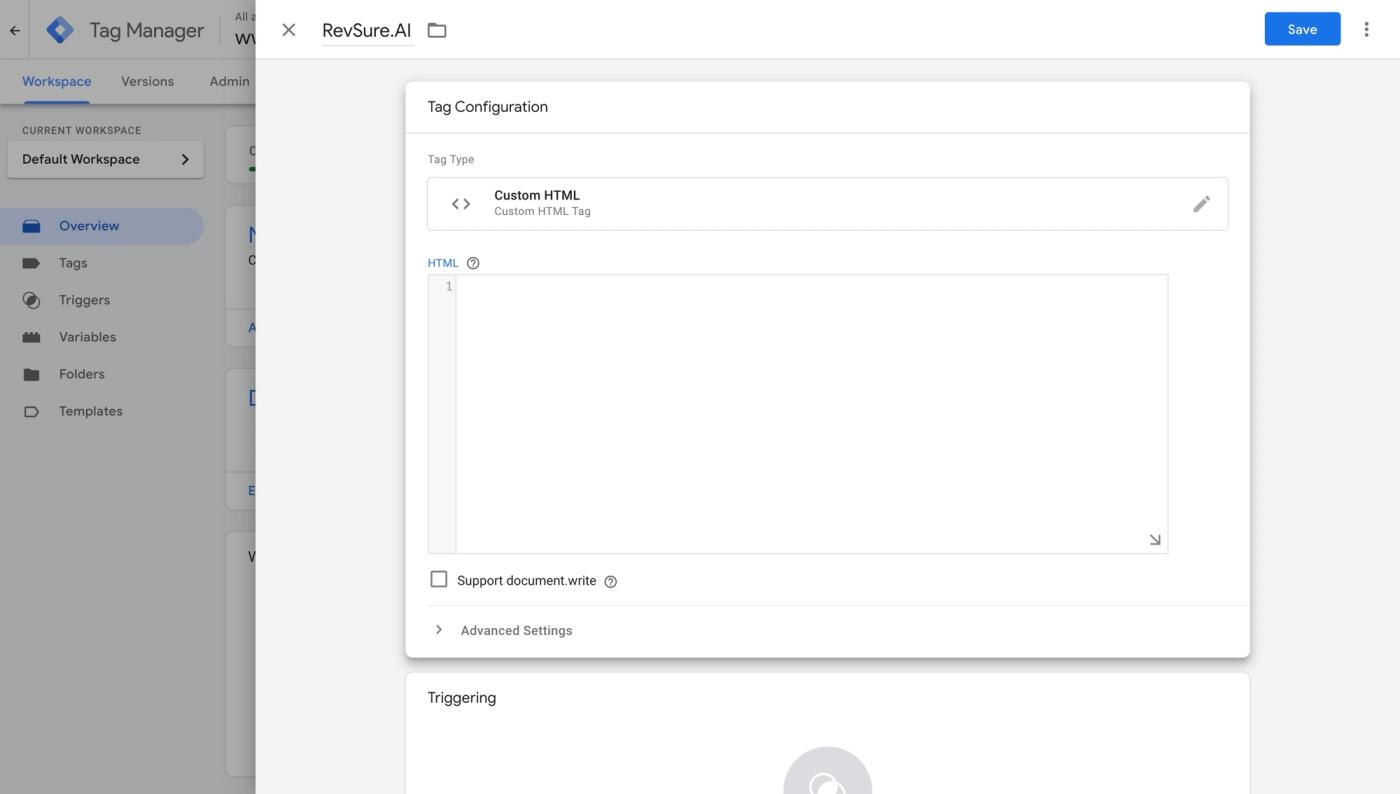 How to add RevSure.AI Tag in Google Tag Manager (figure 6)
