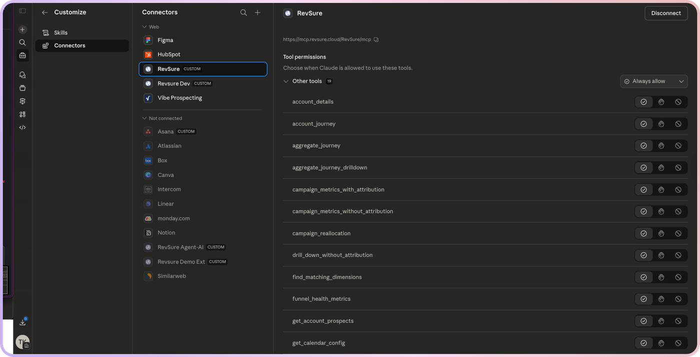 RevSure — MCP Connector Setup Guide with Claude (figure 3)