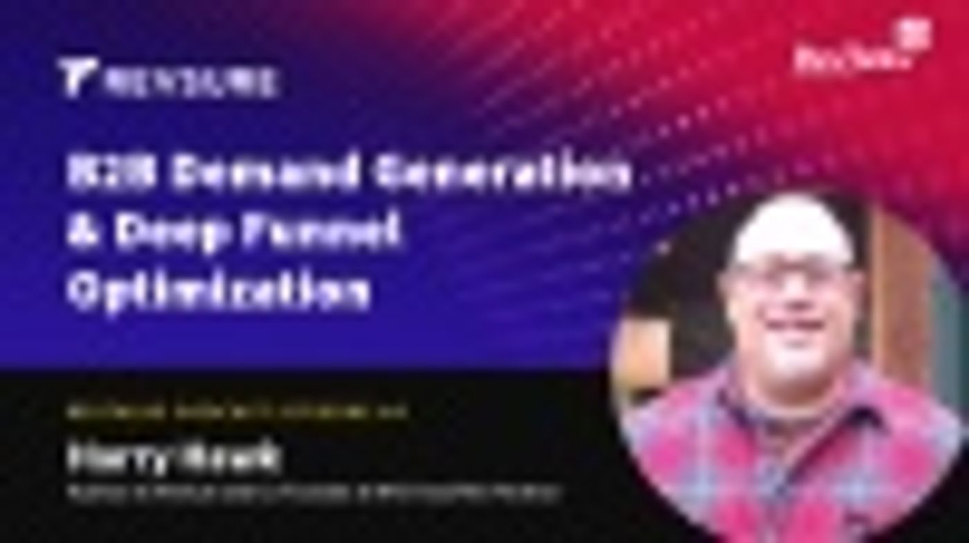 Blurry thumbnail of a man in a pink plaid shirt with text about B2B demand generation.