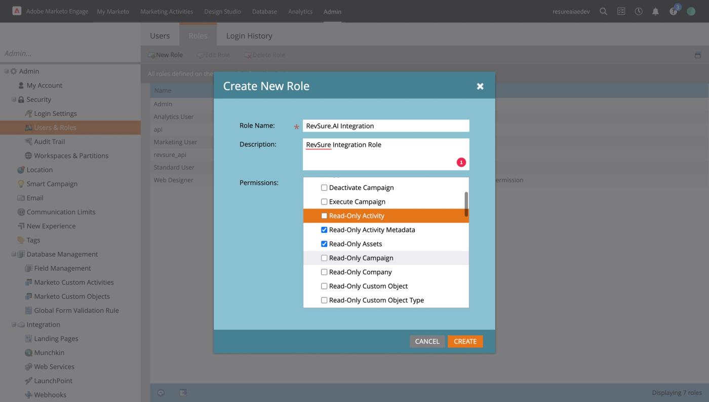 RevSure Marketo Integration Implementation Guide (figure 13)