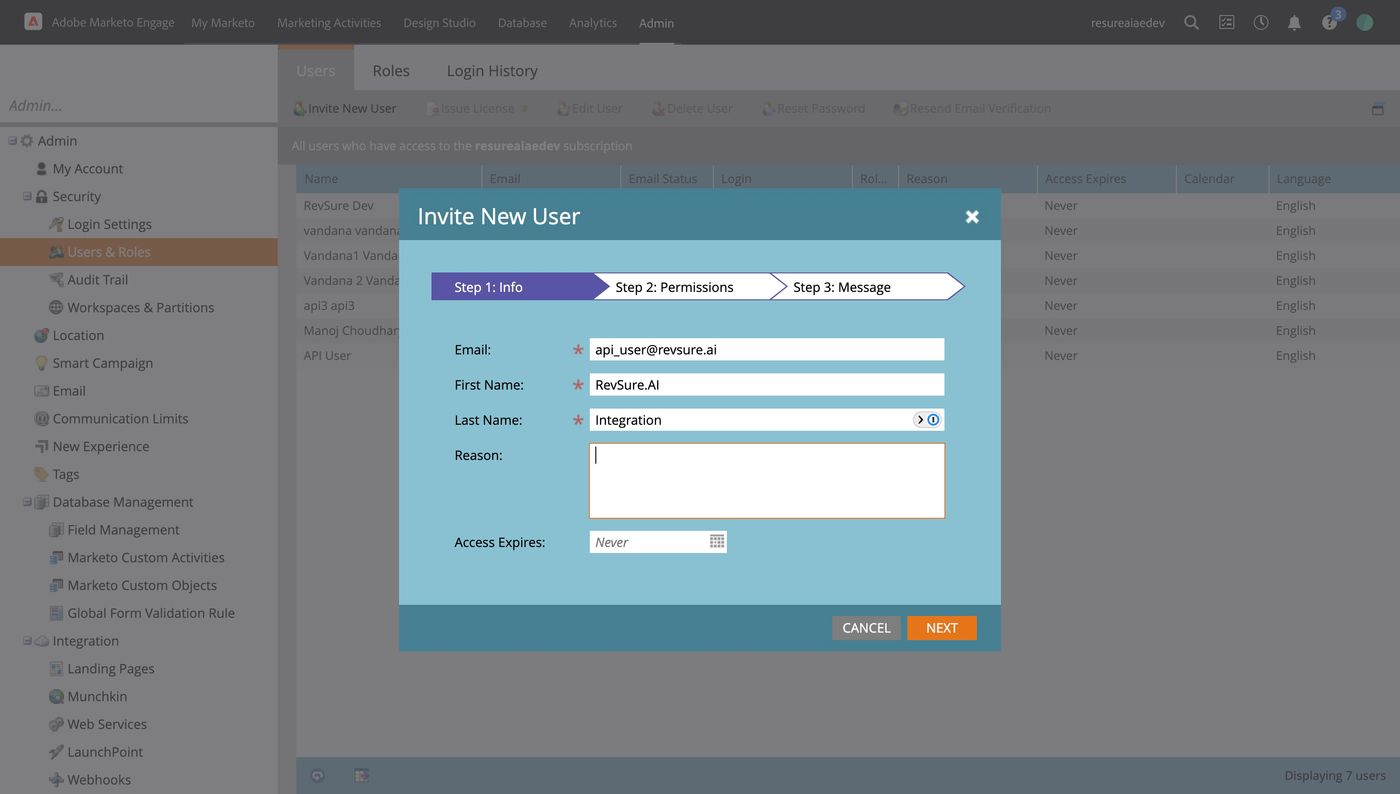 RevSure Marketo Integration Implementation Guide (figure 23)