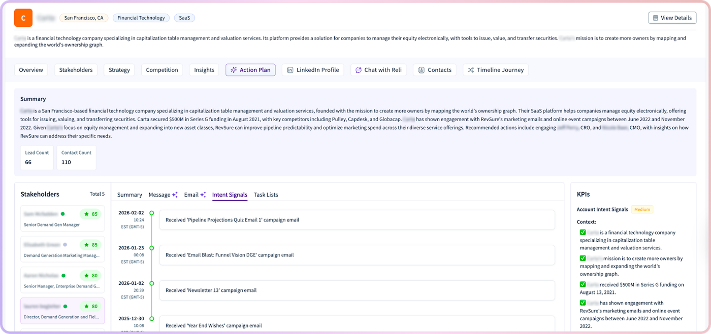 RevSure Software platform dashboard with Summary and Diagnostics sections.