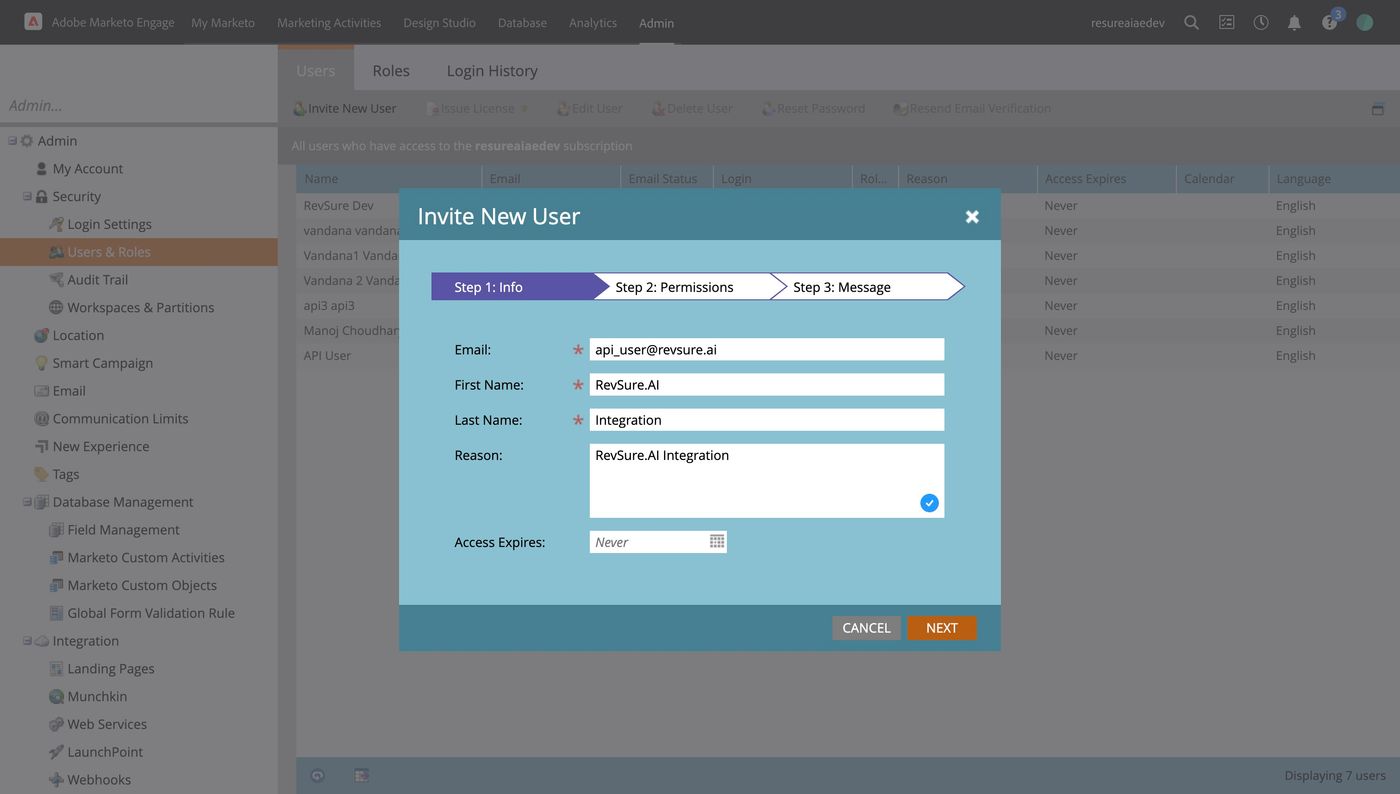 RevSure Marketo Integration Implementation Guide (figure 24)