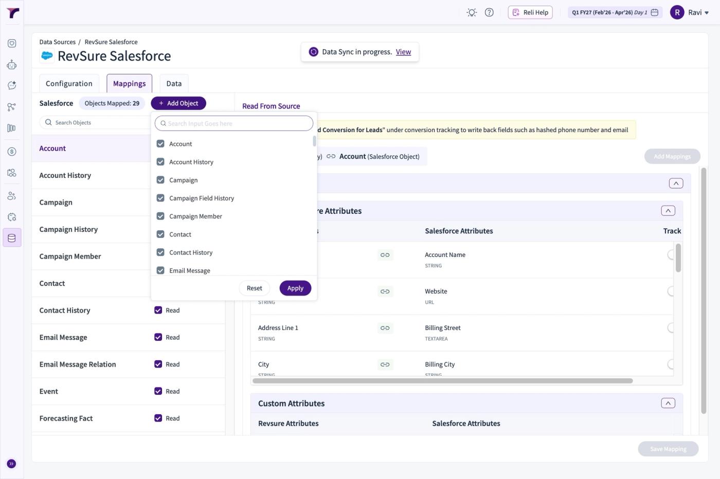 How to Add Objects in RevSure Salesforce Data Connection (figure 7)