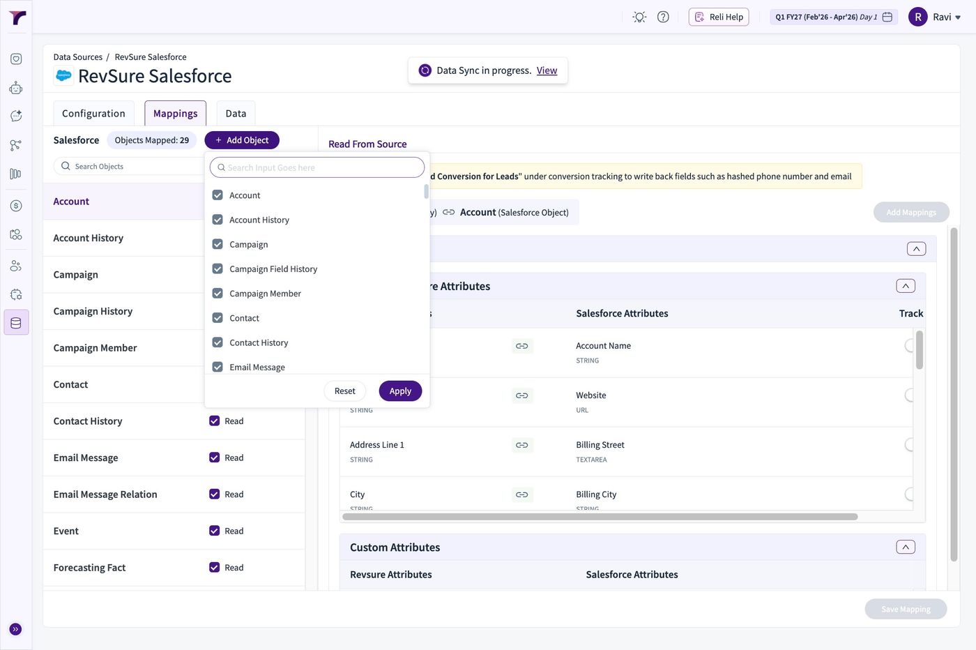 How to Add Objects in RevSure Salesforce Data Connection (figure 7)