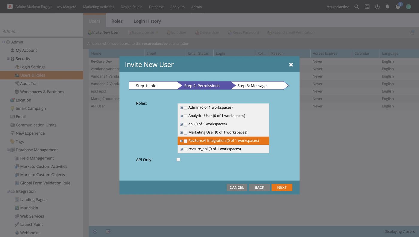 RevSure Marketo Integration Implementation Guide (figure 25)