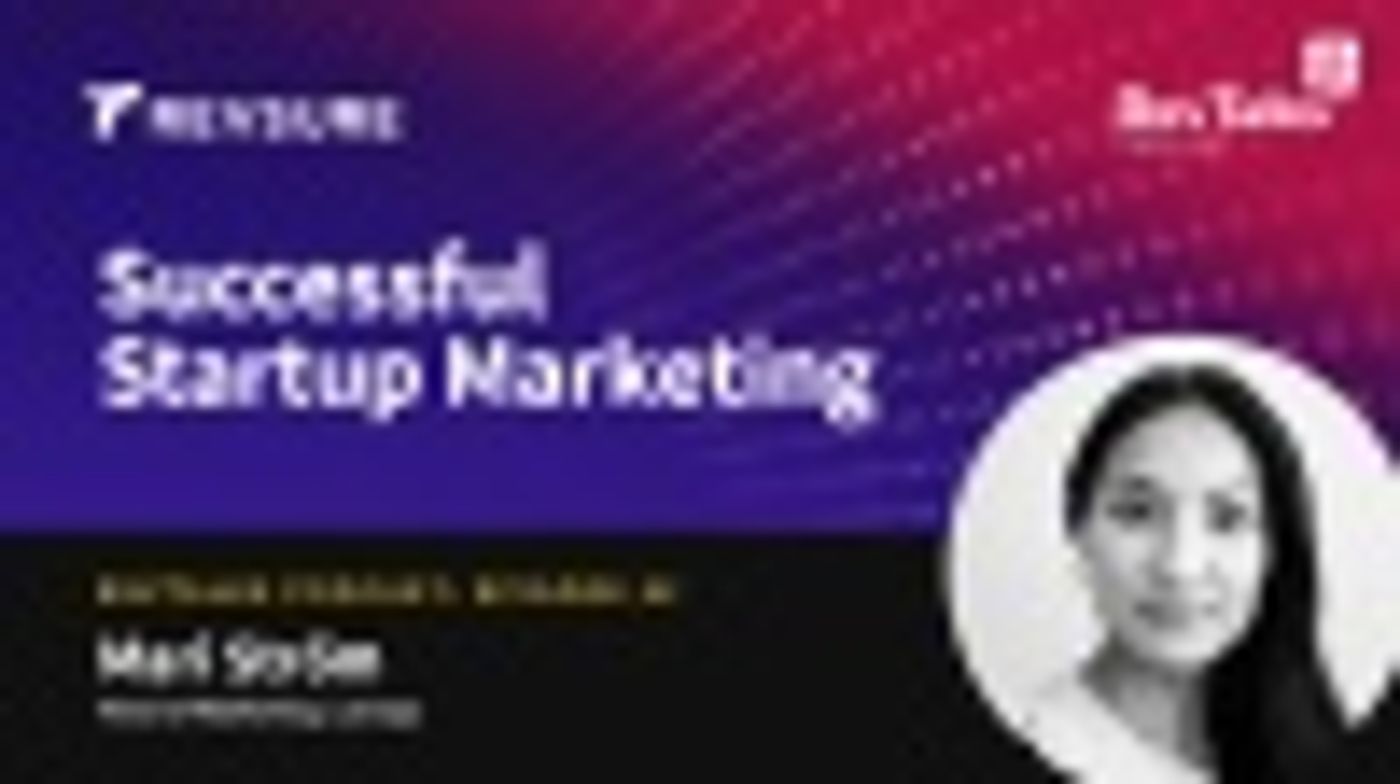 Headshot of woman with text Successful Startup Marketing.