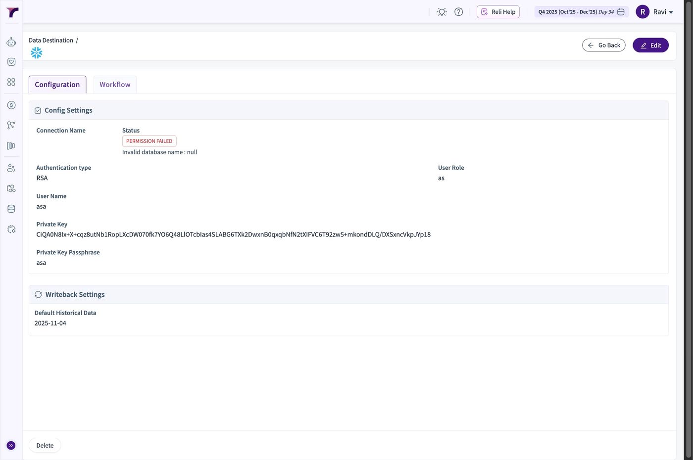 Revsure Snowflake Destination Setup Implementation Guide - UI Flow (figure 9)