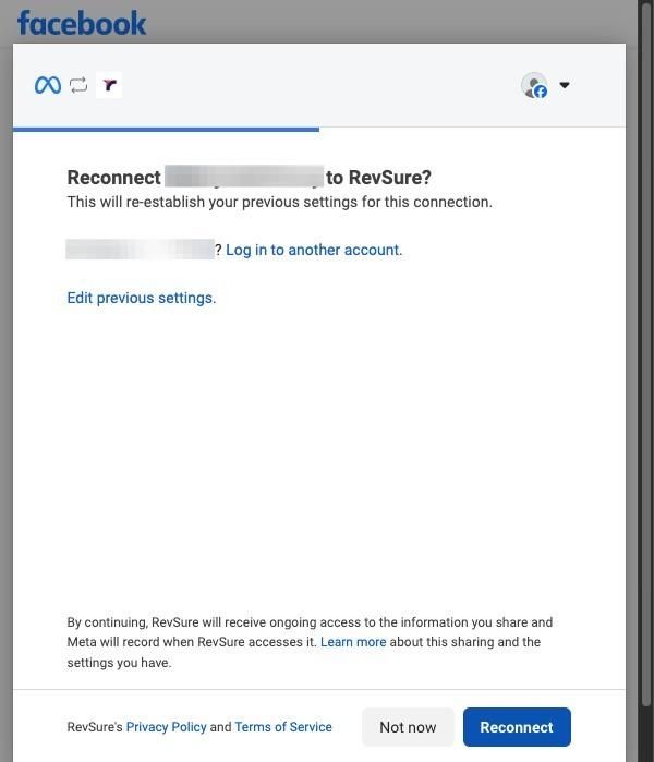 RevSure Facebook Ads Integration Implementation Guide (figure 8)