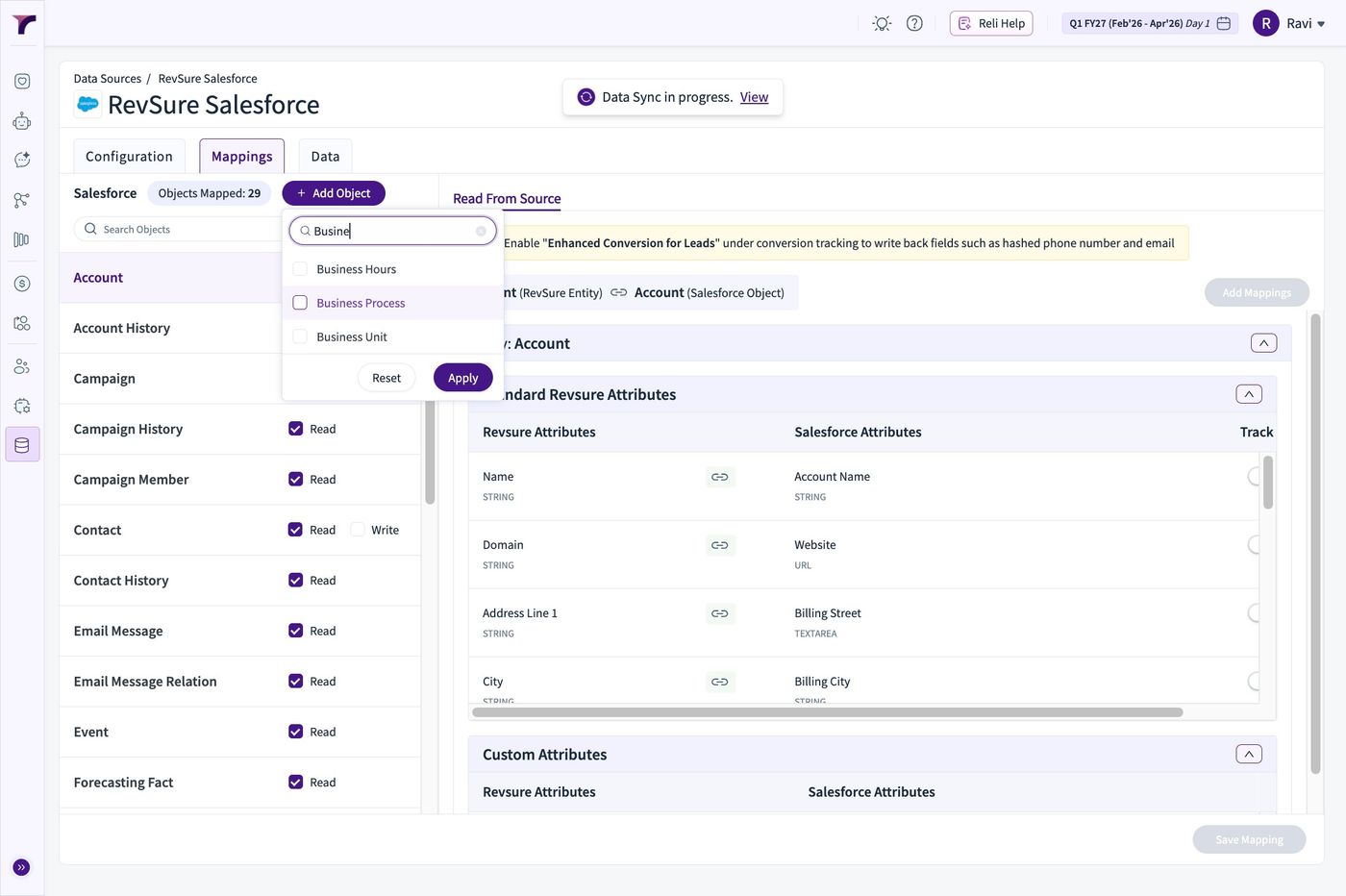 How to Add Objects in RevSure Salesforce Data Connection (figure 8)