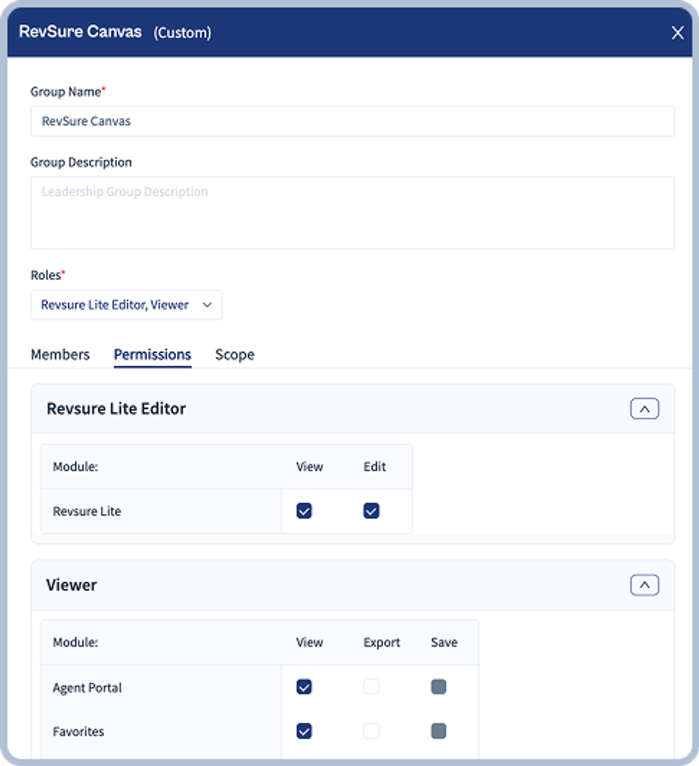 RevSure Canvas group permission