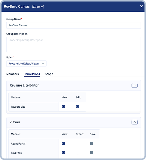 RevSure Canvas group permission