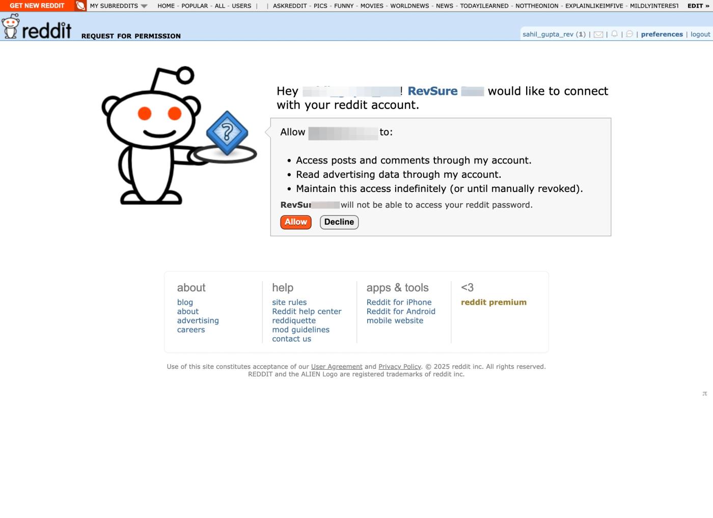 How to Add Reddit Data Source to RevSure (figure 14)