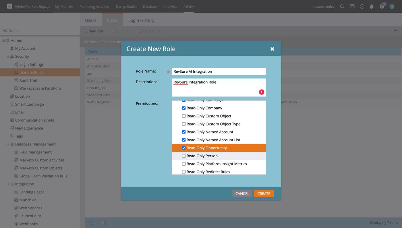 RevSure Marketo Integration Implementation Guide (figure 18)
