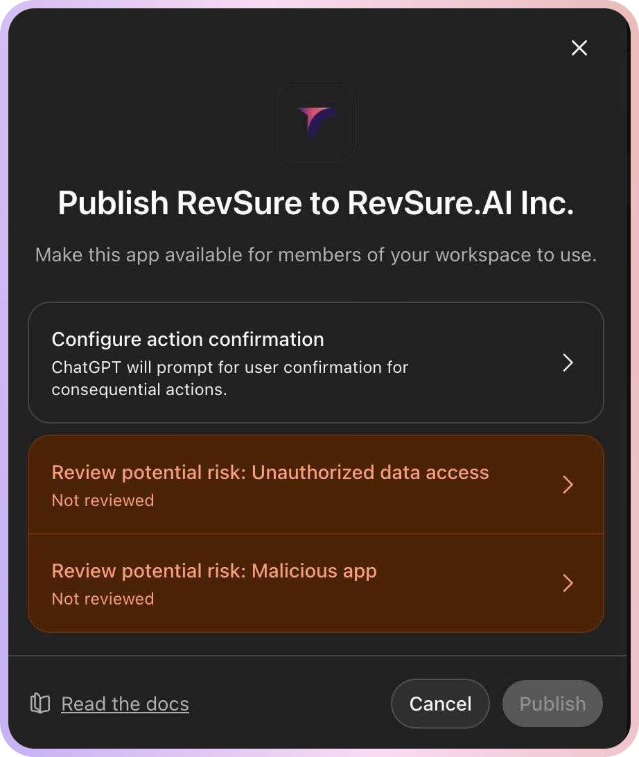 RevSure MCP Setup Guide for ChatGPT (Workspace Admin) (figure 5)