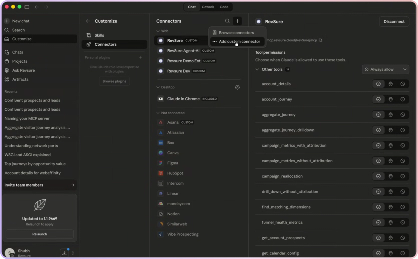 RevSure — MCP Connector Setup Guide with Claude (figure 1)