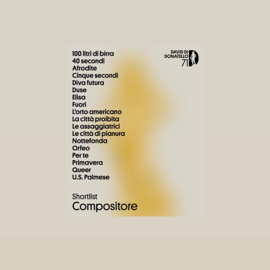 La colonna sonora del film "Orfeo" di V.Villoresi, è stata selezionata nella shortlist per i premi David di Donatello 2026 nella categoria "Compositore"