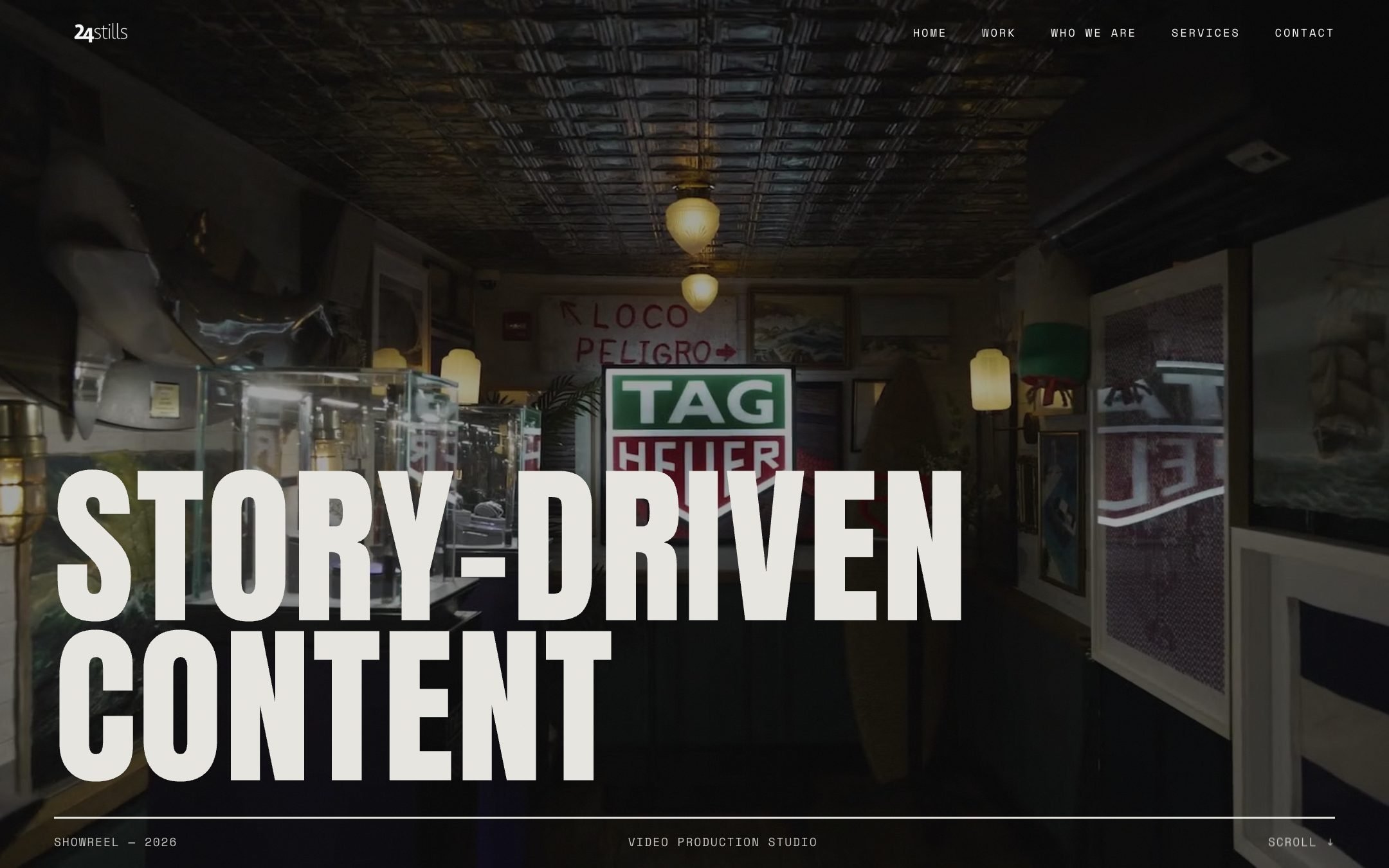 The redesigned 24stills website with a Story-driven content headline