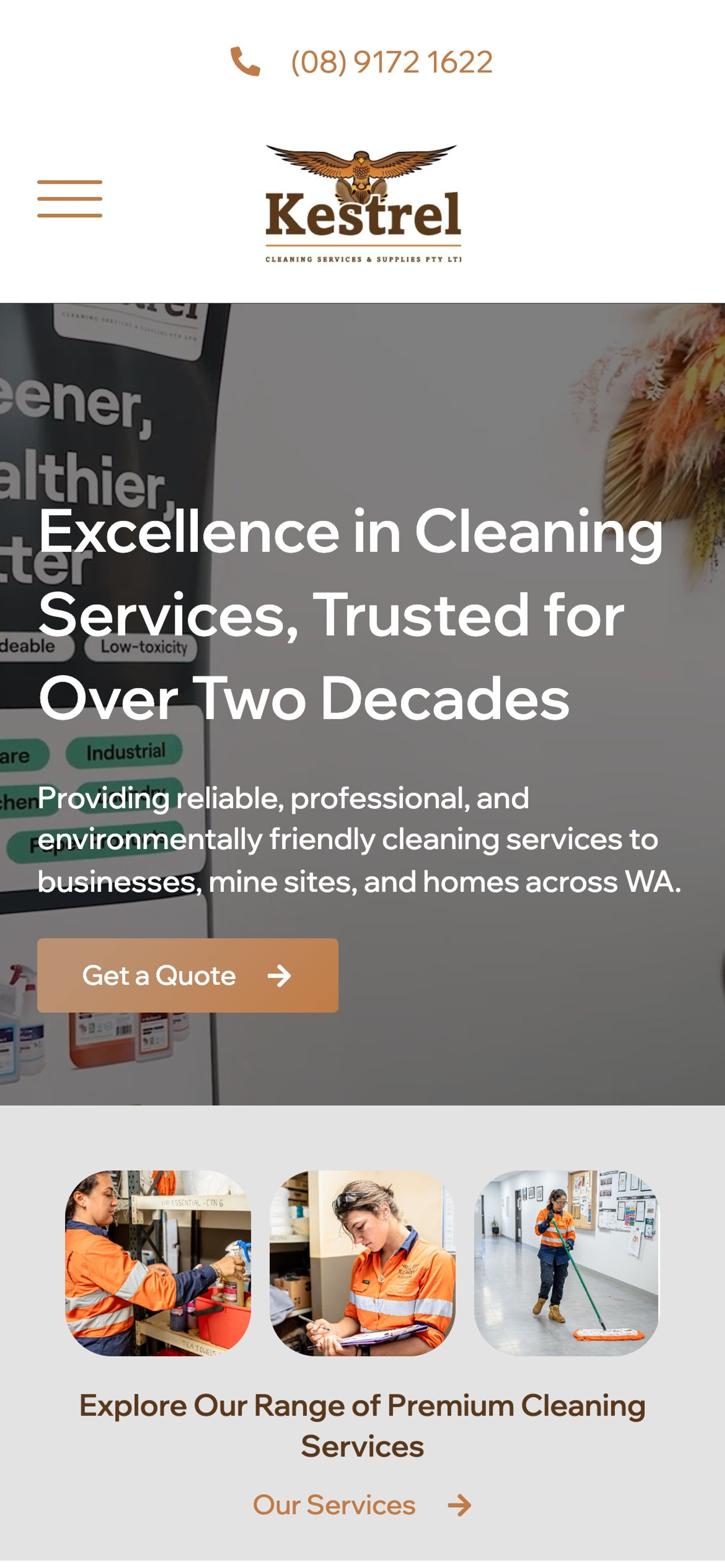 New Kestrel home page on a phone