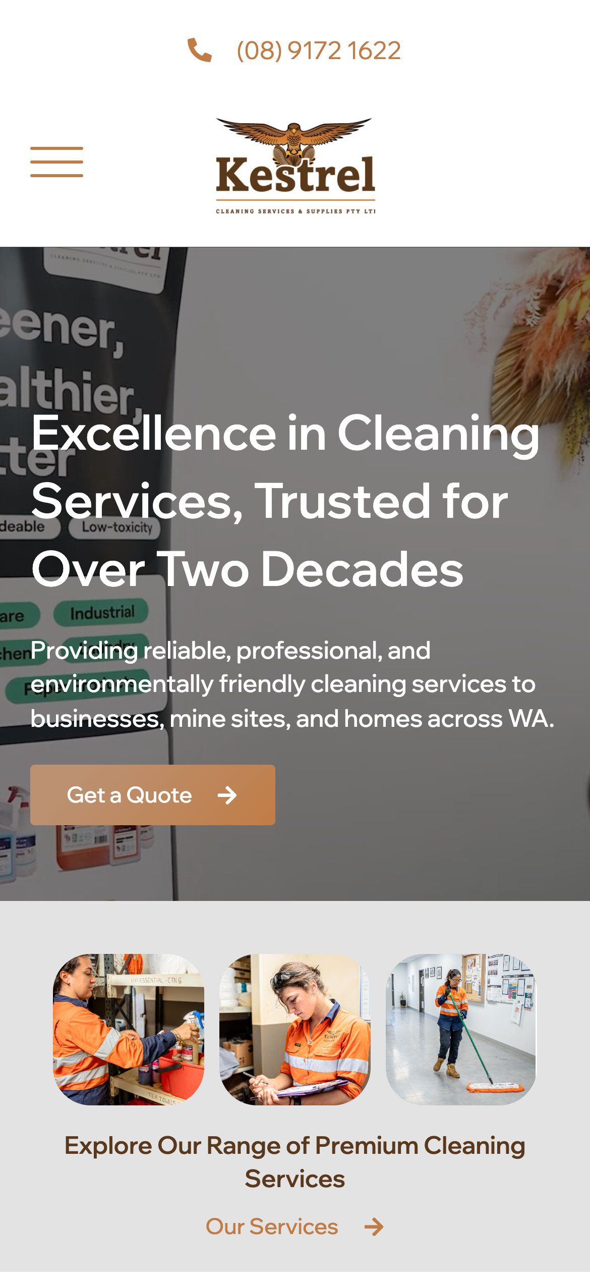 New Kestrel home page on a phone