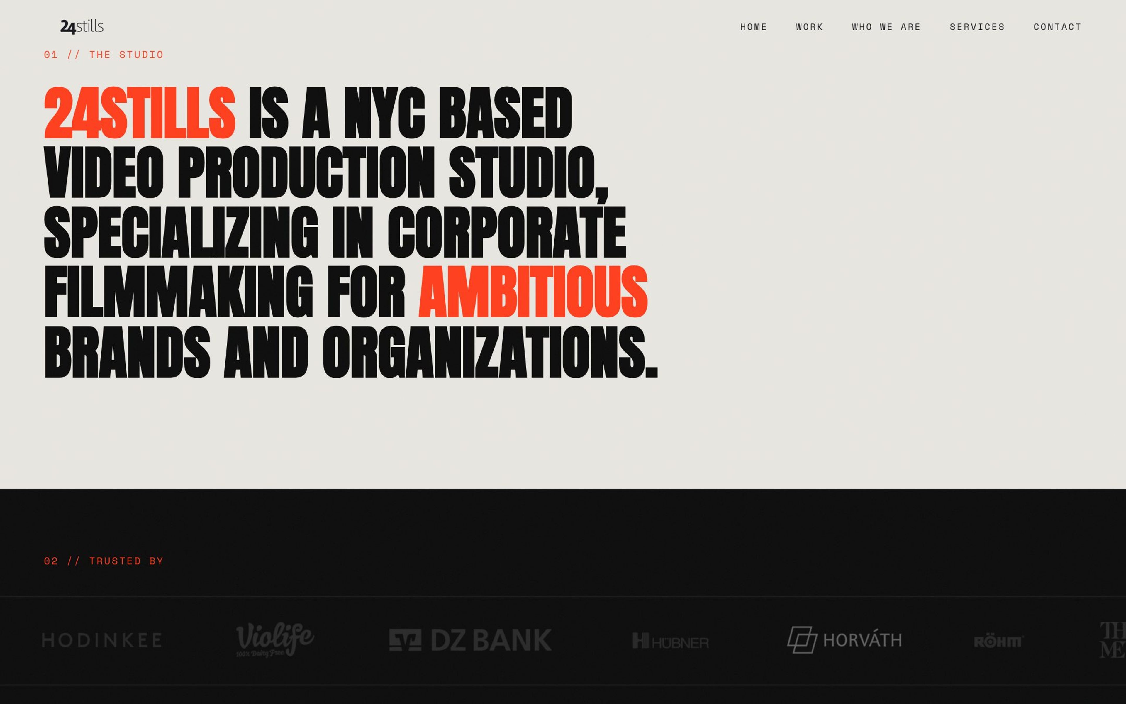 24stills studio statement with key words in red