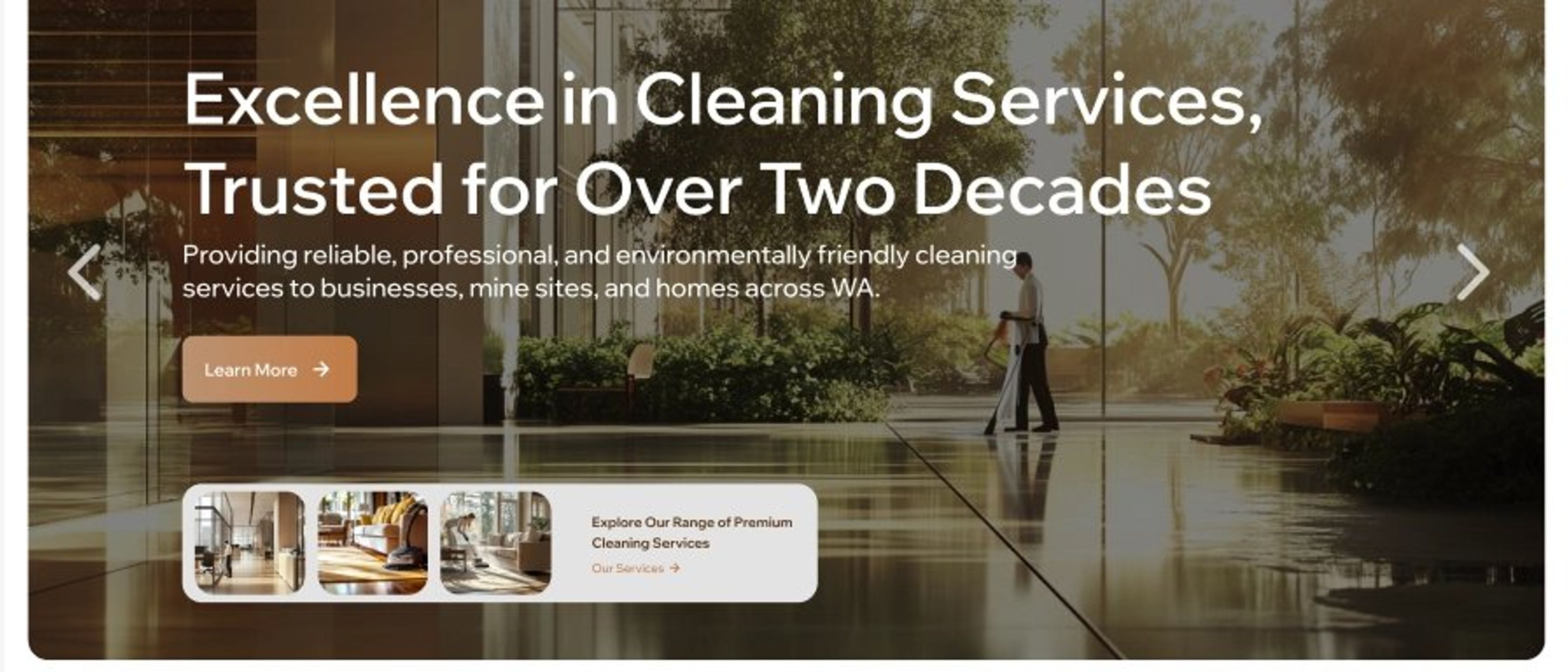 Kestrel Cleaning homepage concept: Excellence in cleaning services