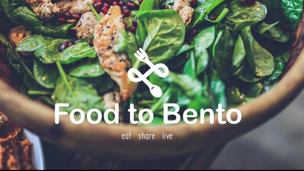 Healthy food plate with the food to bento logo