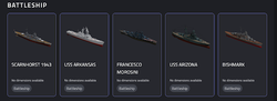5 different types of battleship as seen in Bifrost’s 3D asset library