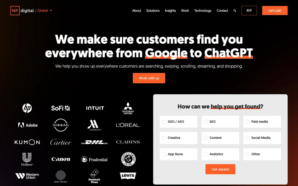 NP Digital homepage
