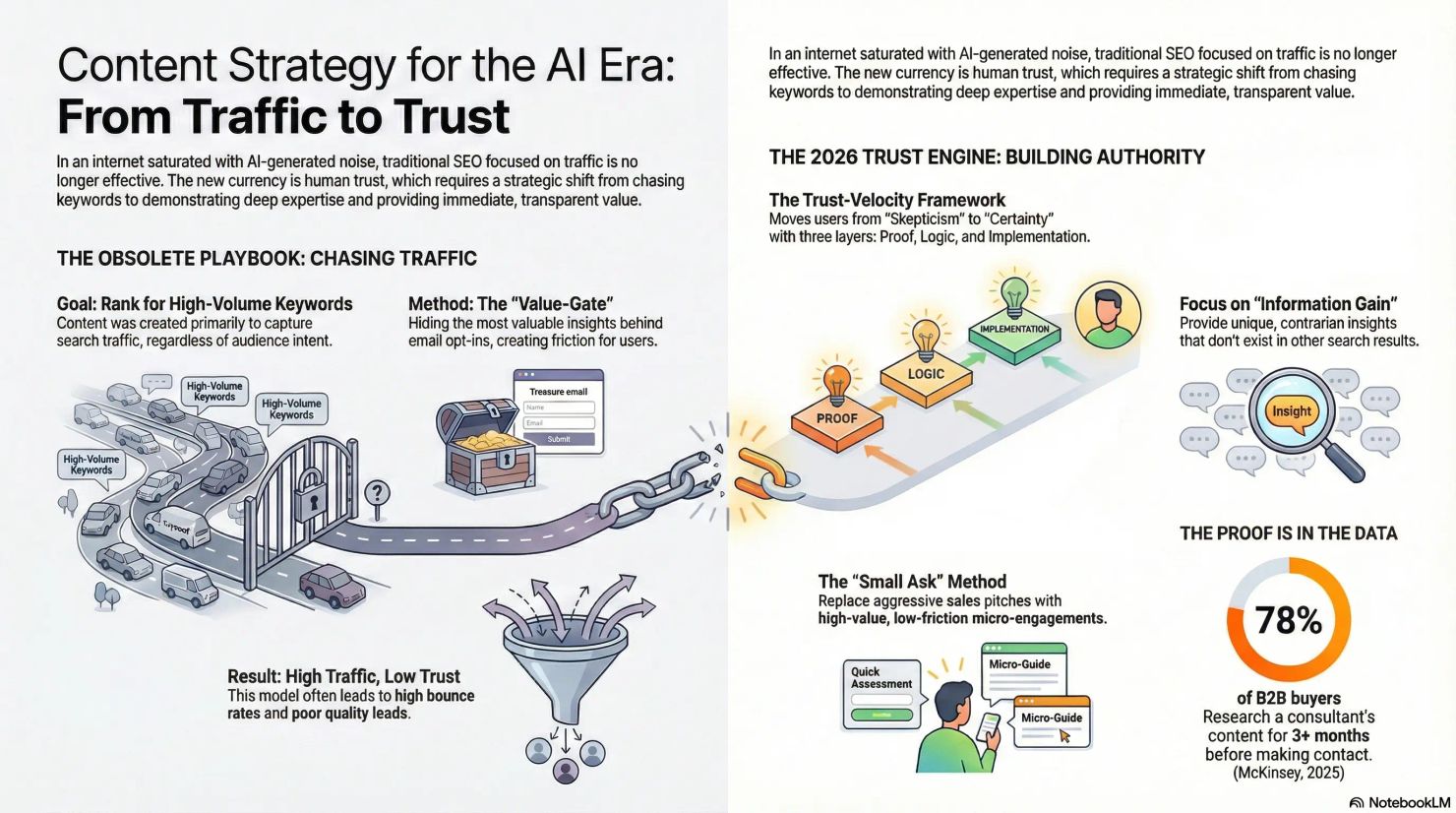 An Infographic Shows Content Strategy for the Al Era: From Traffic to Trust