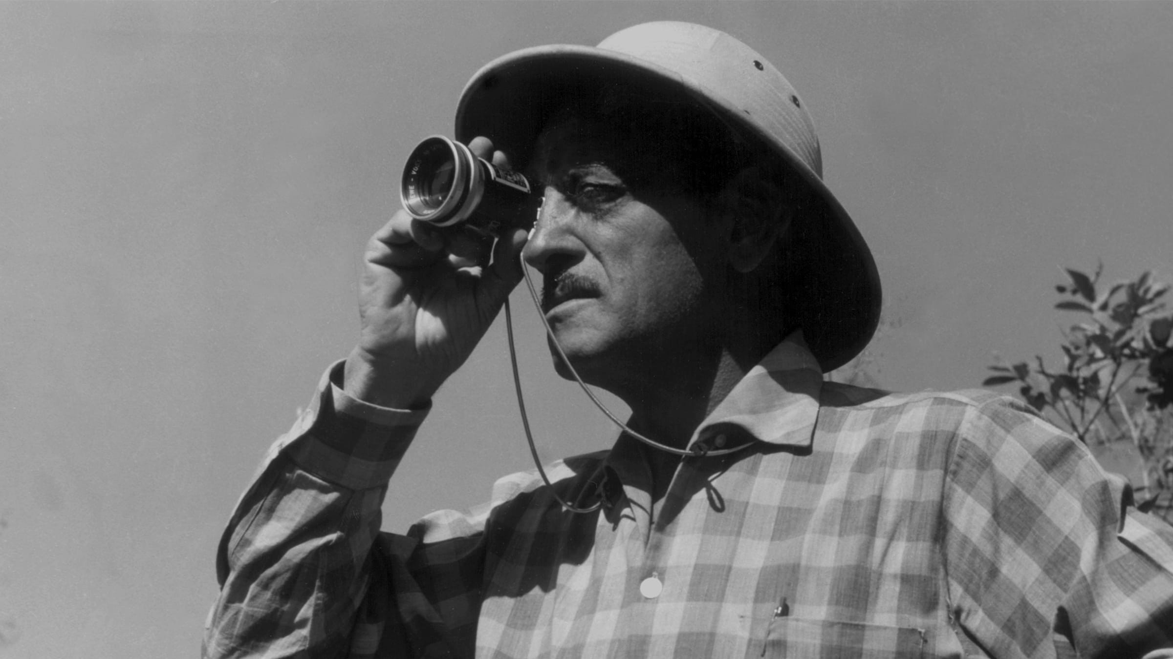 Luis Buñuel looks through a lens.