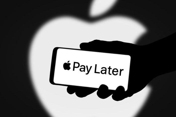 Pay Later and the Apple logo on the outline of a mobile phone