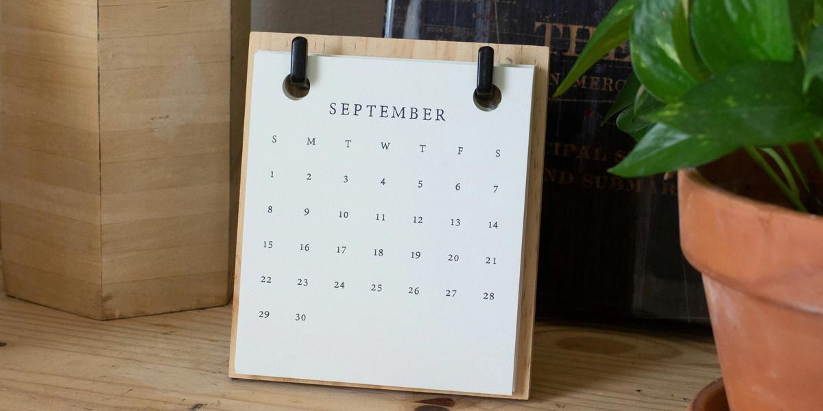 September on a calendar planner