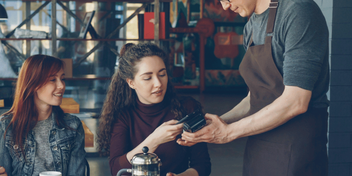 Contactless payment in a coffee shop