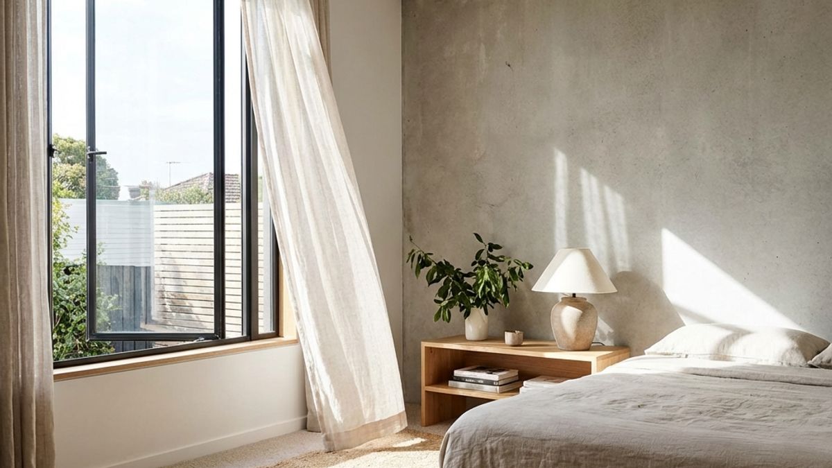 Clean, peaceful bedroom with good air quality and natural ventilation