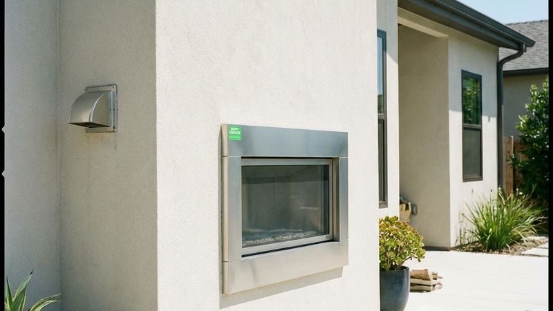 Exterior vent of a modern gas fireplace on a clean home facade