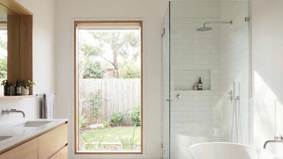 Clean, well-ventilated modern bathroom with exhaust fan