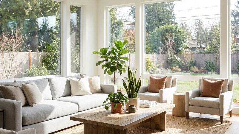 Bright, clean modern living room with natural light and comfortable furnishings