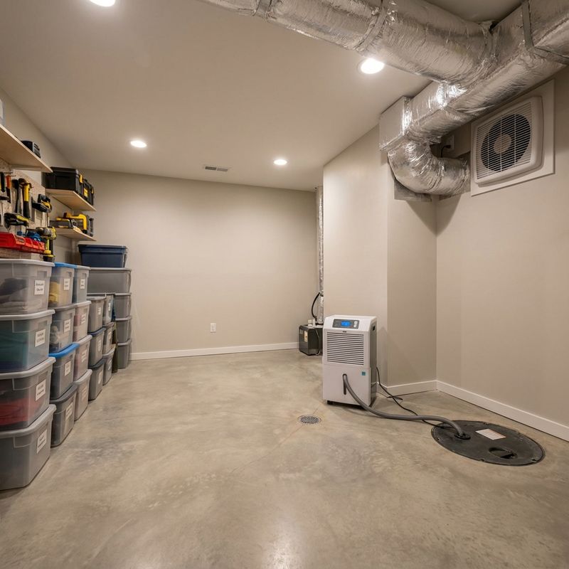 Basement with moisture control and proper ventilation