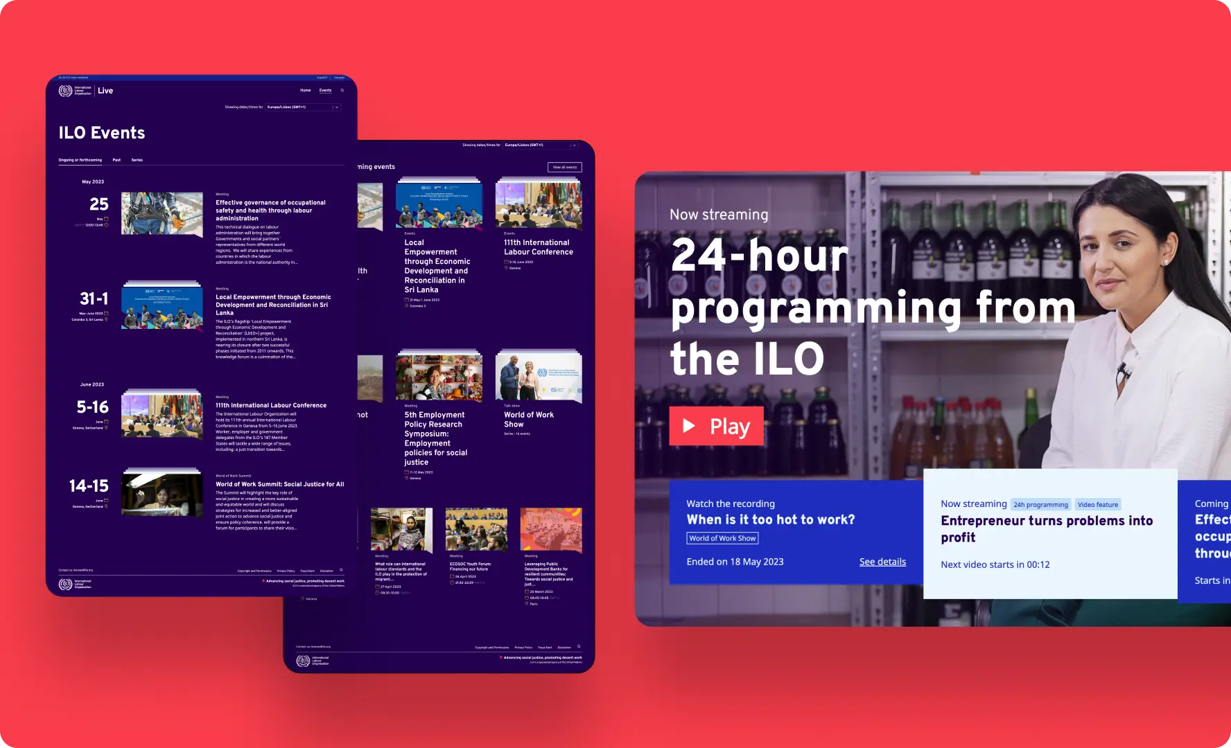 Three mockup images for the ILO