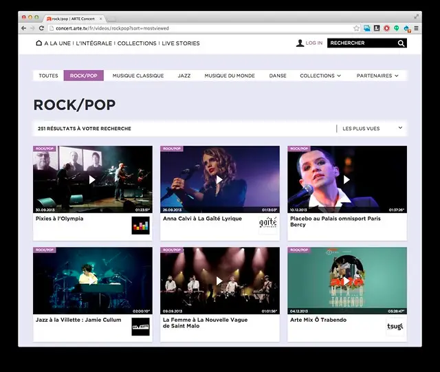 Video collection featuring a large selection of music and culture.