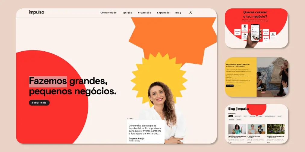 Four pages of the resulting website