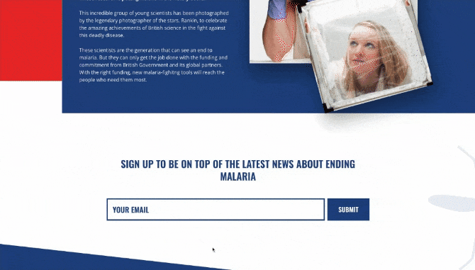 GIF of a user scrolling down the website with animations